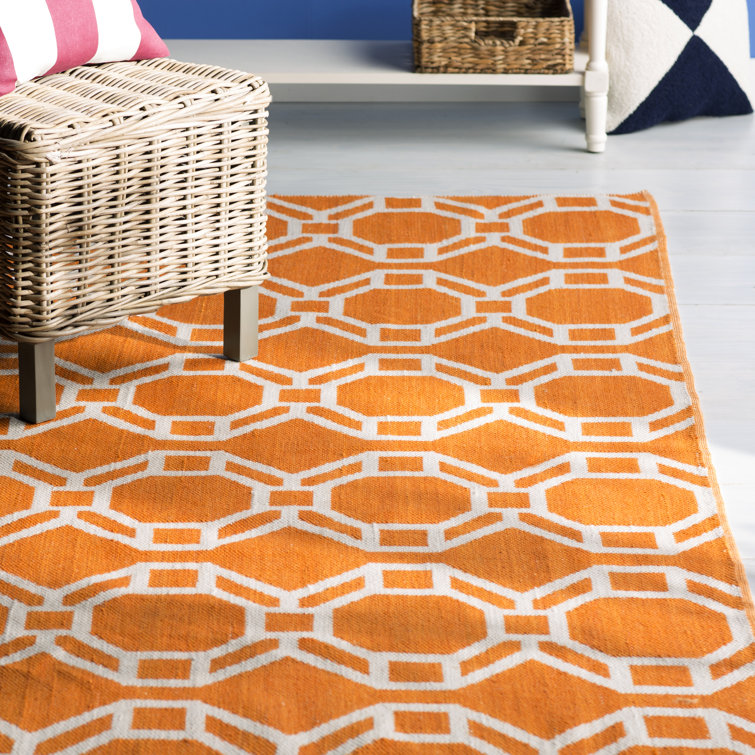 Oliver Polina Geometric Handmade Tufted Orange/Cream Indoor